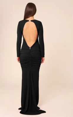 New 😉 Honor Gold Bella Black Backless Long Sleeved With Train Maxi 👗 Dress 🧨 -Alie Street Shop unnamed file 3332