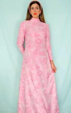 Outlet π RUBU Vintage 70s Pink Floral Maxi π Dress π