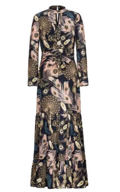 Coupon 😀 Smart And Joy Bohemian Feather Print Maxi 👗 Dress In Blue 🤩 -Alie Street Shop unnamed file 3352