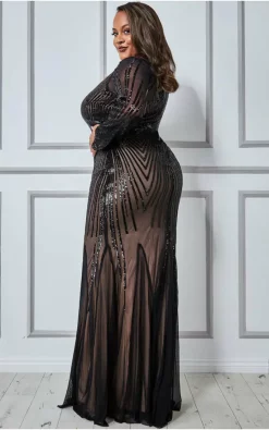 Deals 😉 Goddiva Plus Shooting Star Sequin Maxi 👗 Dress In Black 😀 -Alie Street Shop unnamed file 3365