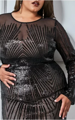 Deals 😉 Goddiva Plus Shooting Star Sequin Maxi 👗 Dress In Black 😀 -Alie Street Shop unnamed file 3366