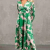 Best deal 🌟 Needs No Label Green Floral Satin Maxi 👗 Dress 😀