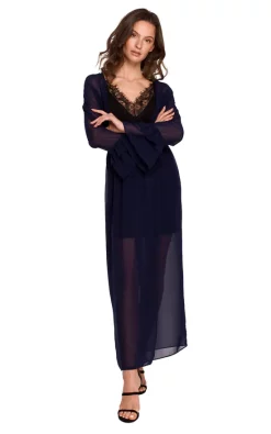 Top 10 🧨 Dursi Maxi Chiffon 👗 Dress With Lace Neckline In Navy Blue 🛒 -Alie Street Shop unnamed file 3387