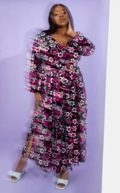 Hot Sale ⭐ Lovedrobe Curve Floral Embellishment Velvet Maxi 👗 Dress With Pockets 🔥 -Alie Street Shop unnamed file 3390