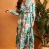 Promo 😉 Bella And Blue V Neck Floral Long Sleeve 👗 Dress In Green 🧨 -Alie Street Shop unnamed file 3397