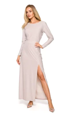 Flash Sale ✔️ MOE Maxi 👗 Dress With Long Sleeves In Beige 🤩