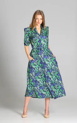 Hot Sale 🛒 Lanti Maxi 👗 Dress With 3/4 Sleeves In Meadow Pattern 🧨