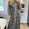 Discount ✔️ CY Boutique Full Length Pleated Maxi 👗 Dress With Long Sleeves In Black Leopard Print 🤩 -Alie Street Shop unnamed file 3544