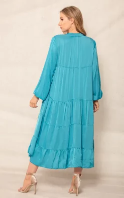 Best Sale 🌟 Boutique Store Blue Button Front Long Sleeves Maxi 👗 Dress ⭐ -Alie Street Shop unnamed file 3552
