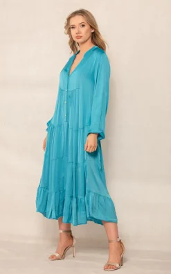 Best Sale 🌟 Boutique Store Blue Button Front Long Sleeves Maxi 👗 Dress ⭐ -Alie Street Shop unnamed file 3553