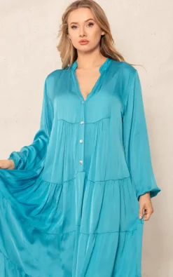 Best Sale 🌟 Boutique Store Blue Button Front Long Sleeves Maxi 👗 Dress ⭐ -Alie Street Shop unnamed file 3554