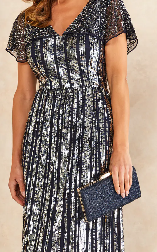 Cheap π Aftershock Gold Butterfly Sleeve Embellished Maxi π Dress In Navy And Silver π 6 Cheap π Aftershock Gold Butterfly Sleeve Embellished Maxi π Dress In Navy And Silver π - Image 4