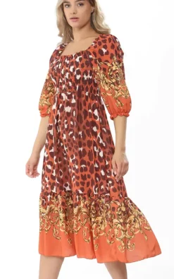 Top 10 🧨 FOXY FROX Orange Leopard Bardot Maxi 👗 Dress ⭐