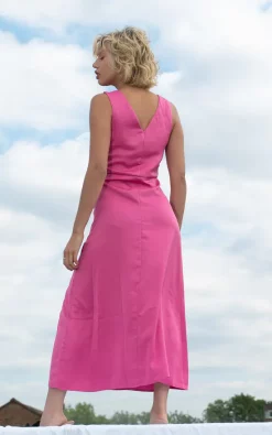 Flash Sale 💯 Goldie Pink V Neck Midi 👗 Dress With Side Split 👍 -Alie Street Shop unnamed file 371