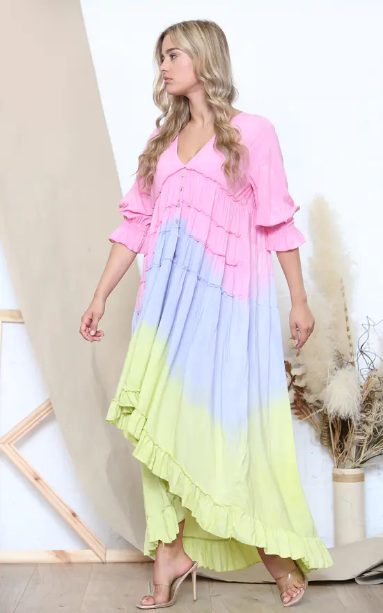 Buy π€© Lucy Sparks Pink Ruffled Tie Dye π Dress With Buttons β 4 Buy π€© Lucy Sparks Pink Ruffled Tie Dye π Dress With Buttons β - Image 2