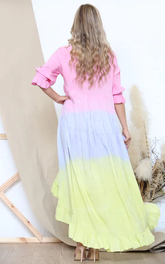 Buy π€© Lucy Sparks Pink Ruffled Tie Dye π Dress With Buttons β 5 Buy π€© Lucy Sparks Pink Ruffled Tie Dye π Dress With Buttons β - Image 3