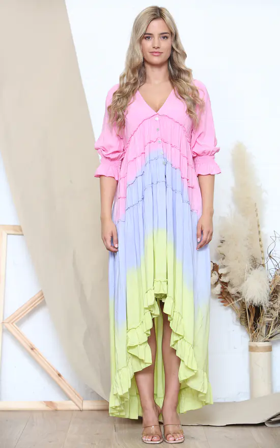 Buy π€© Lucy Sparks Pink Ruffled Tie Dye π Dress With Buttons β 6 Buy π€© Lucy Sparks Pink Ruffled Tie Dye π Dress With Buttons β - Image 4