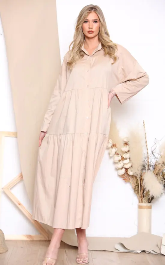 Deals π LOES House Long Sleeve π Shirt Maxi π Dress In Beige π 3 Deals π LOES House Long Sleeve π Shirt Maxi π Dress In Beige π