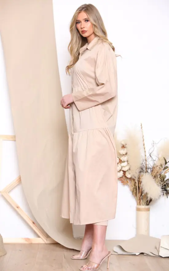 Deals π LOES House Long Sleeve π Shirt Maxi π Dress In Beige π 4 Deals π LOES House Long Sleeve π Shirt Maxi π Dress In Beige π - Image 2