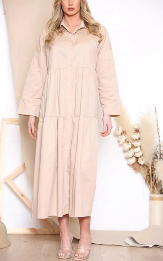 Deals π LOES House Long Sleeve π Shirt Maxi π Dress In Beige π 6 Deals π LOES House Long Sleeve π Shirt Maxi π Dress In Beige π - Image 4