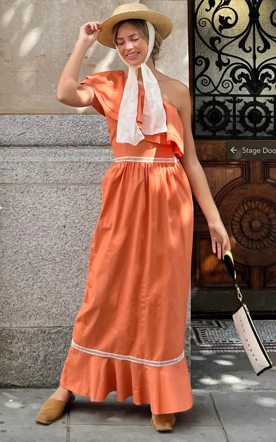 Deals π The Taylor Clothing One Shoulder Ruffle Trim Maxi π Dress In Cinnamon Color π 5 Deals π The Taylor Clothing One Shoulder Ruffle Trim Maxi π Dress In Cinnamon Color π - Image 3