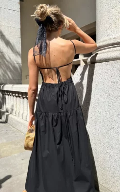 Cheap 🥰 The Taylor Clothing Backless Strappy Tiered Poplin Maxi 👗 Dress In Black Color 🛒 -Alie Street Shop unnamed file 420