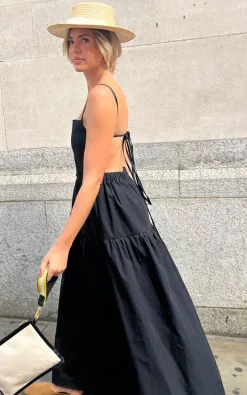 Cheap 🥰 The Taylor Clothing Backless Strappy Tiered Poplin Maxi 👗 Dress In Black Color 🛒 -Alie Street Shop unnamed file 422