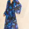 Best deal ⭐ Chekani Flared Sleeve Maxi Wrap 👗 Dress In Blue Silver Floral | Luna 🌟 -Alie Street Shop unnamed file 423