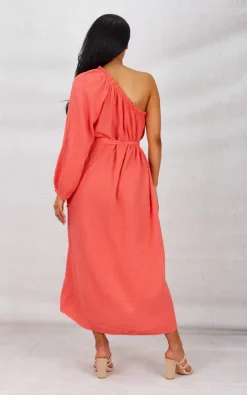 Top 10 💯 Boutique Store Orange Cheesecloth One Shoulder Side Pockets Maxi 👗 Dress 🥰 -Alie Street Shop unnamed file 429