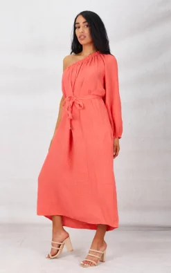 Top 10 💯 Boutique Store Orange Cheesecloth One Shoulder Side Pockets Maxi 👗 Dress 🥰 -Alie Street Shop unnamed file 430
