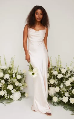 New ⭐ Pretty Lavish Keisha Maxi Bridesmaid 👗 Dress Matte Blush ⭐