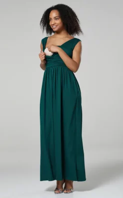 Cheapest 🥰 Happy Mama Maternity Nursing Maxi 👗 Dress In Dark Green ❤️ -Alie Street Shop unnamed file 447