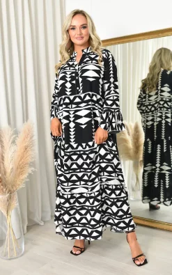 Brand new 🎉 IKRUSH Camilla Button Down Printed Maxi 👗 Dress In Black ✔️ -Alie Street Shop unnamed file 46