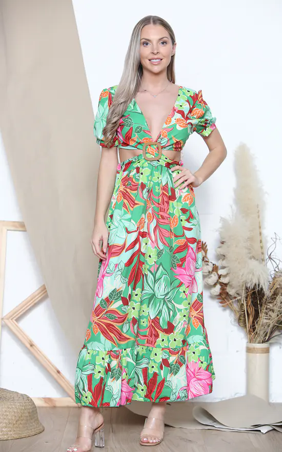 Best Pirce π Lucy Sparks Green Floral Print Cut Out π Dress βοΈ 3 Best Pirce π Lucy Sparks Green Floral Print Cut Out π Dress βοΈ