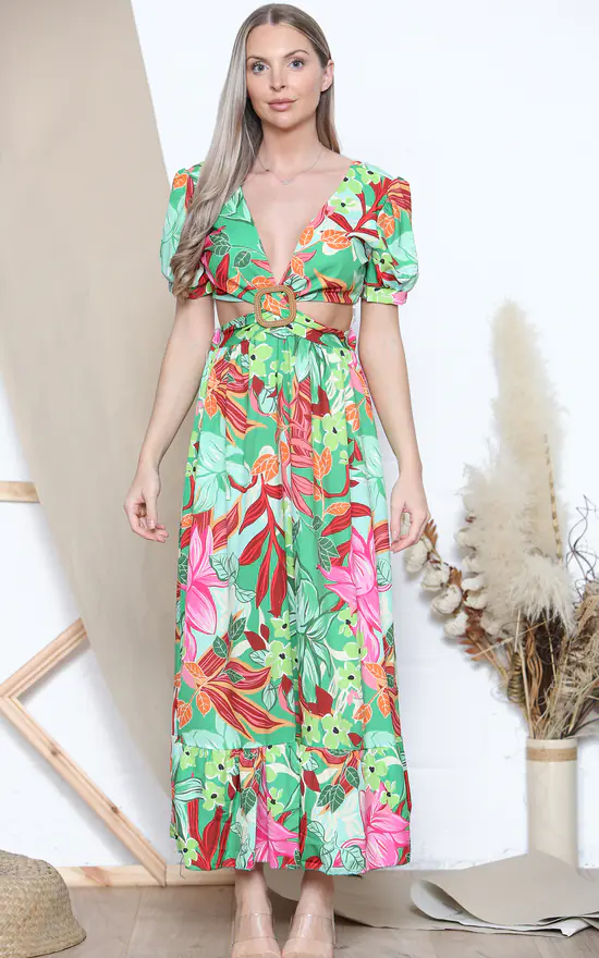 Best Pirce π Lucy Sparks Green Floral Print Cut Out π Dress βοΈ 6 Best Pirce π Lucy Sparks Green Floral Print Cut Out π Dress βοΈ - Image 4