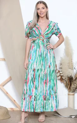 Best deal π Lucy Sparks Green Cut Out π Dress With Brush Pattern β¨