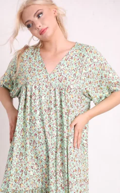 Coupon ⌛ Boutique Store Teal Floral V Neck Tiered 👗 Dress 😀 -Alie Street Shop unnamed file 496