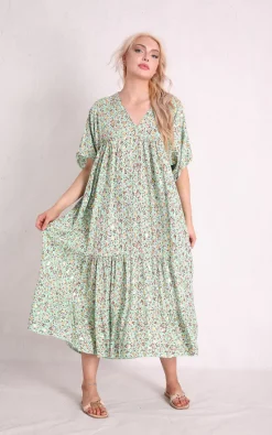 Coupon ⌛ Boutique Store Teal Floral V Neck Tiered 👗 Dress 😀 -Alie Street Shop unnamed file 497