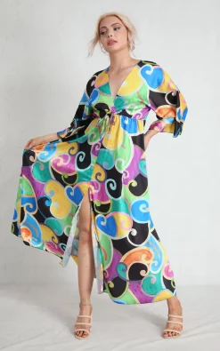 Discount ⭐ Boutique Store Green Printed Kimono Sleeve Split Leg Maxi 👗 Dress 🌟 -Alie Street Shop unnamed file 520