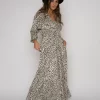 Wholesale 🔔 James Steward Black & White Animal Print Stone Maxi 👗 Dress 🥰