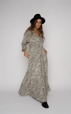 Wholesale 🔔 James Steward Black & White Animal Print Stone Maxi 👗 Dress 🥰