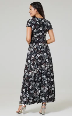 Outlet 🧨 Happy Mama Maternity Nursing Maxi Wrap 👗 Dress In Peacock Print 🛒 -Alie Street Shop unnamed file 552