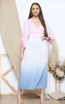 Best Pirce 😍 Lucy Sparks Pink Maxi 👗 Dress With Lace Trim 🎁 -Alie Street Shop unnamed file 583