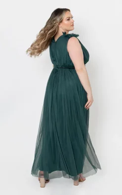 Promo ✨ Maya Deluxe Emerald Green Bridesmaid Maxi 👗 Dress With Ruffle Shoulder Detail ✔️ -Alie Street Shop unnamed file 605