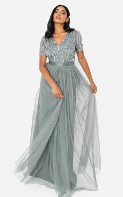 Buy ❤️ Maya Deluxe Misty Green Stripe Embellished Maxi 👗 Dress With Sash Belt 🧨 -Alie Street Shop unnamed file 612