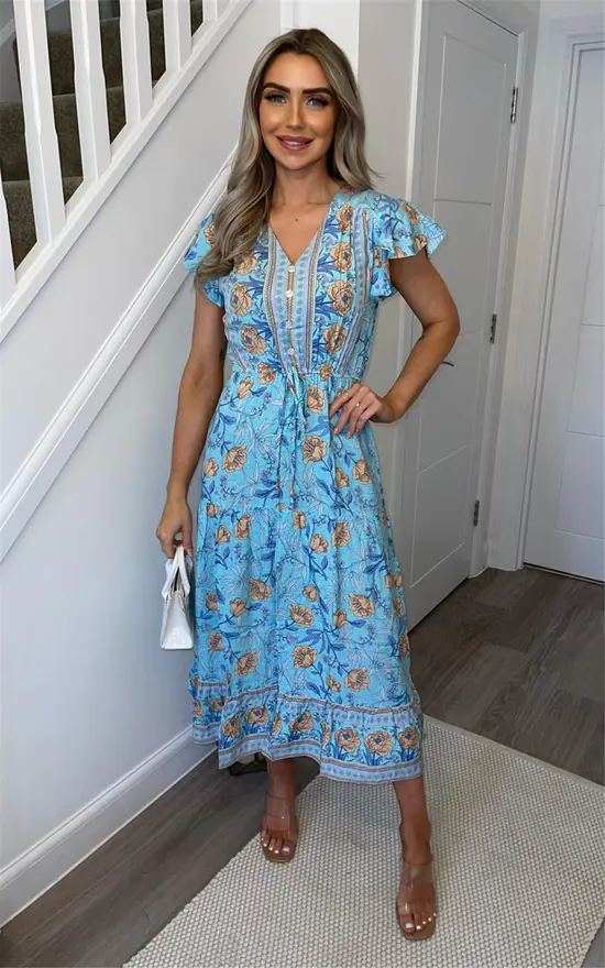 Budget β Miss Floral Blue Short Sleeve Boho Floral Maxi π Dress β€οΈ 4 Budget β Miss Floral Blue Short Sleeve Boho Floral Maxi π Dress β€οΈ - Image 2