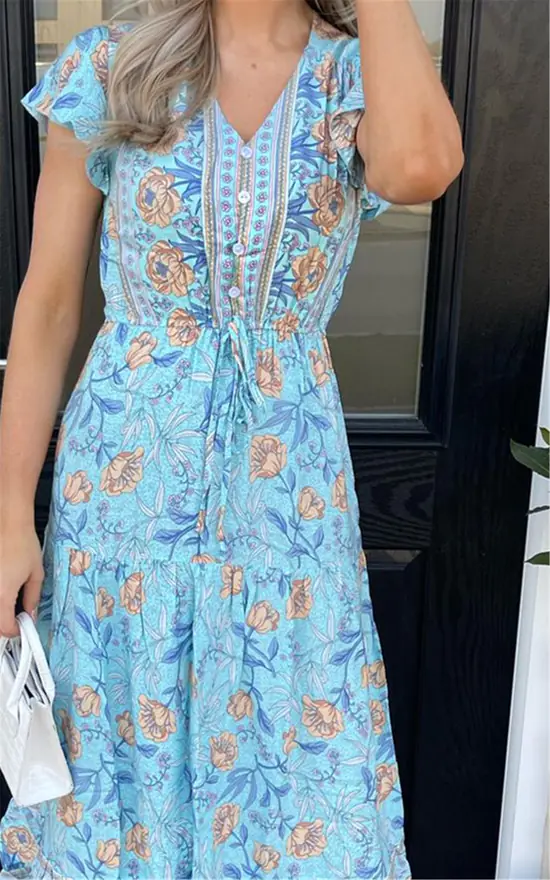 Budget β Miss Floral Blue Short Sleeve Boho Floral Maxi π Dress β€οΈ 6 Budget β Miss Floral Blue Short Sleeve Boho Floral Maxi π Dress β€οΈ - Image 4