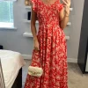 Deals 🎉 Izabel London Red Floral Smocked Bodice Maxi 👗 Dress 😍 -Alie Street Shop unnamed file 634