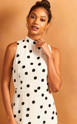 Discount ❤️ Bella And Blue Ruffle Hem High Neck Sleeveless 👗 Dress In White Polka Dot 🔥 -Alie Street Shop unnamed file 64