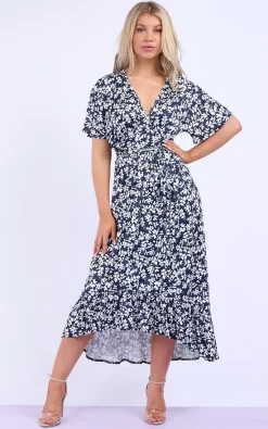 Outlet 😉 Praslin Plus Size Floral Print Maxi With Angel Sleeve ❤️